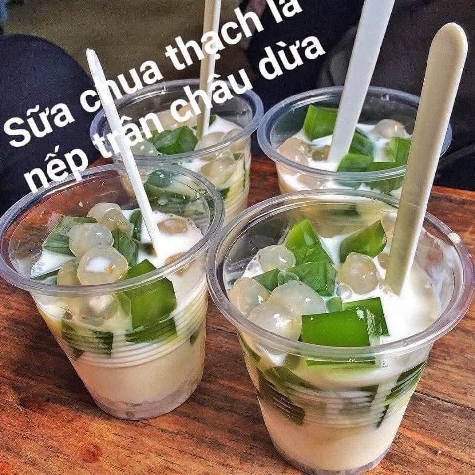 sữa chua thạch lá nếp trân châu
